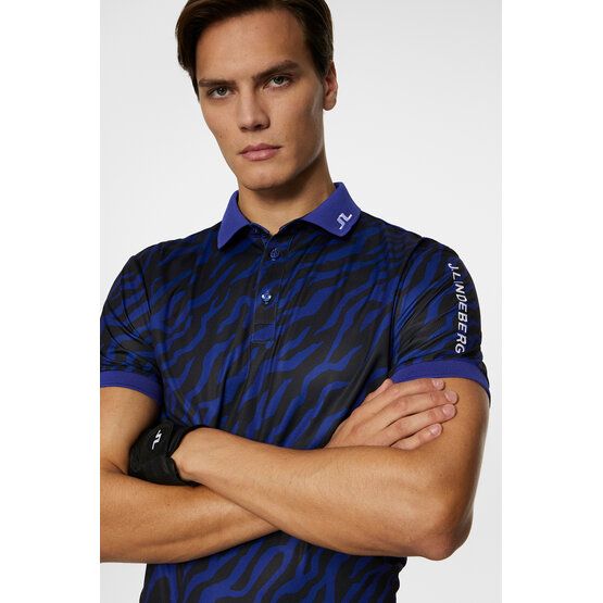 J.Lindeberg  Tour Tech Print Tour Tiger Brown M Half Sleeve Polo royal