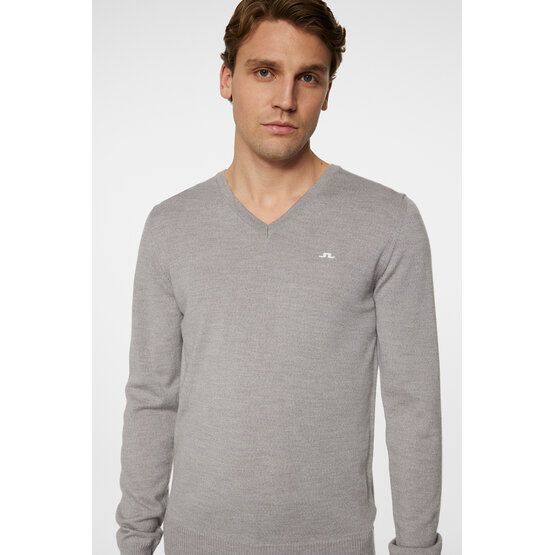 J.Lindeberg Lymann Knitted Sweater Pullover Strick hellgrau melange