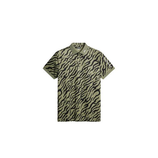 J.Lindeberg  Tour Tech Print Half Sleeve Polo olive