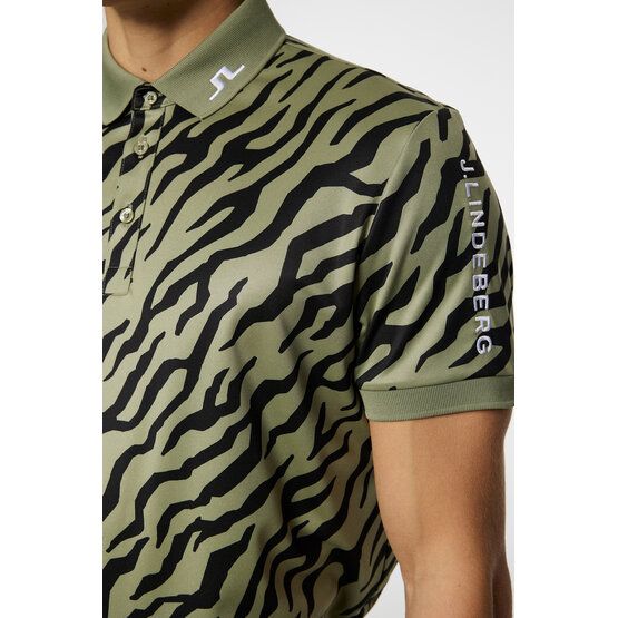 J.Lindeberg  Tour Tech Print Half Sleeve Polo olive