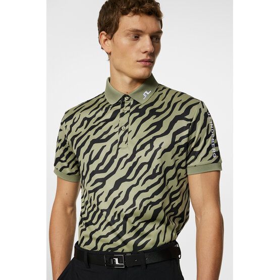 J.Lindeberg  Tour Tech Print Half Sleeve Polo olive