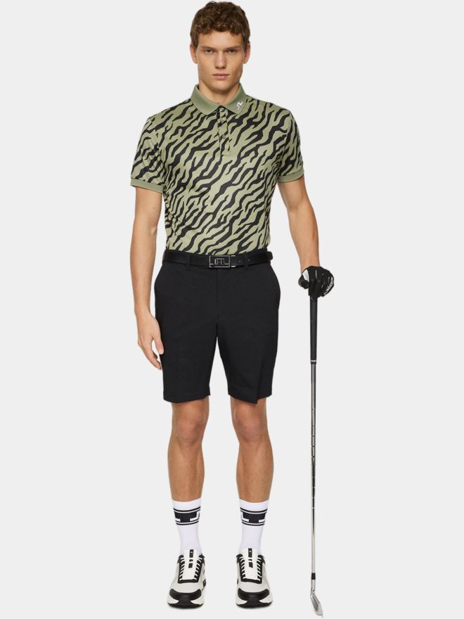 J.Lindeberg Tour Tech Print Halbarm Polo oliv