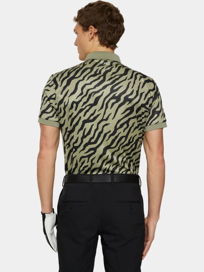J.Lindeberg Tour Tech Print Halbarm Polo oliv