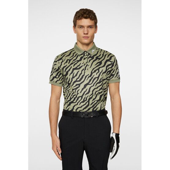 J.Lindeberg  Tour Tech Print Half Sleeve Polo olive