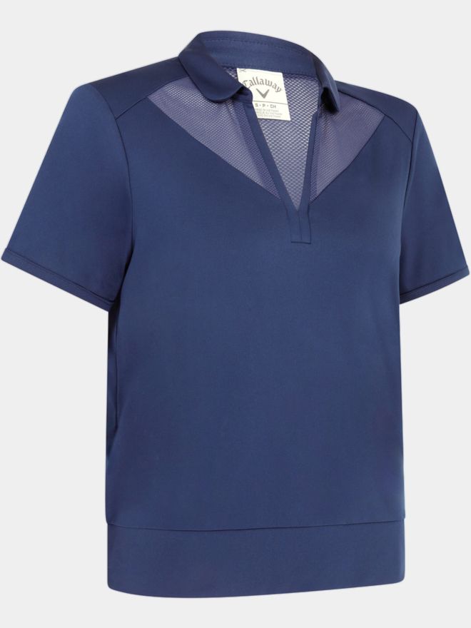 Callaway Waist Length Mesh Detail Halbarm Polo navy