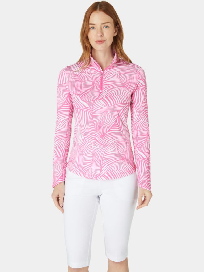 Callaway Stencil Floral Sun Protection Top Stretch Unterzieher pink