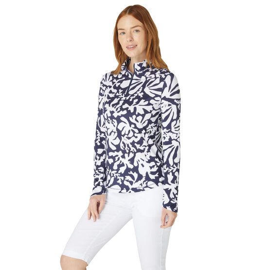 Callaway Abstract Floral Sun Protection Top Stretch Unterzieher navy