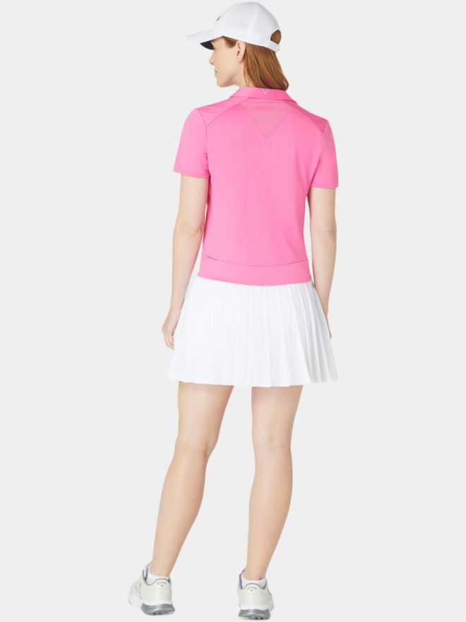 Callaway Waist Length Mesh Detail Halbarm Polo pink