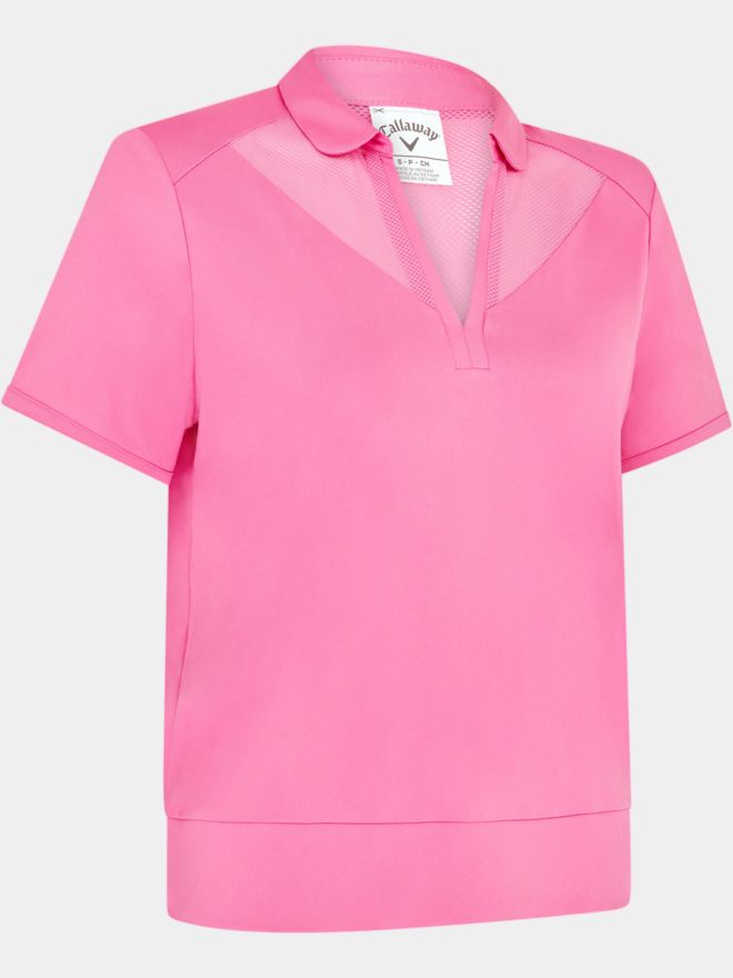 Callaway Waist Length Mesh Detail Halbarm Polo pink