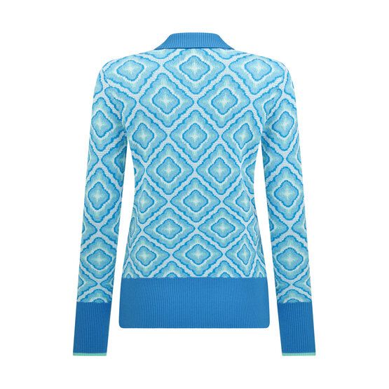 Penguin Lattice Jacquard Sweater Pullover Strick blau