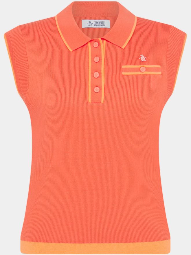Penguin Waist Lenght Sweater Top ohne Arm Polo orange