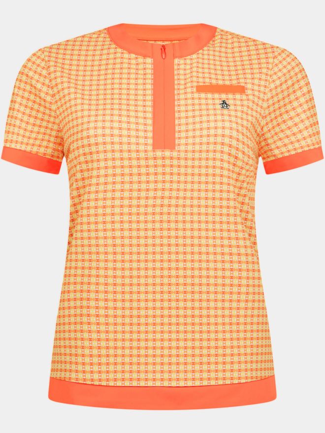 Penguin Petes Bow Tie Regular Length Colorblock Half Sleeve Polo orange