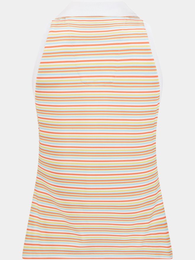 Penguin Ribbed Fine Line Stripe without sleeves Polo white