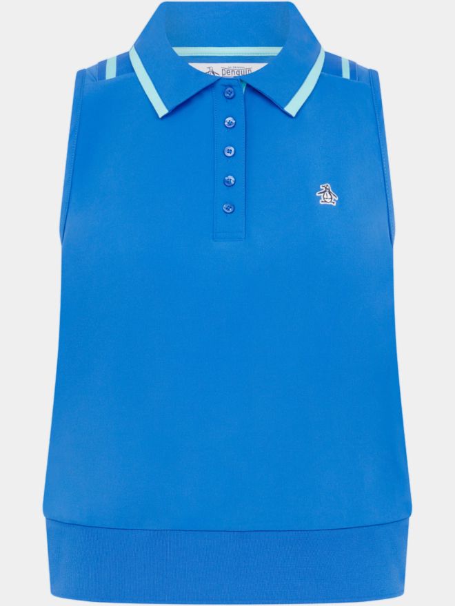 Penguin Woven Waist Length Colour Block ohne Arm Polo blau