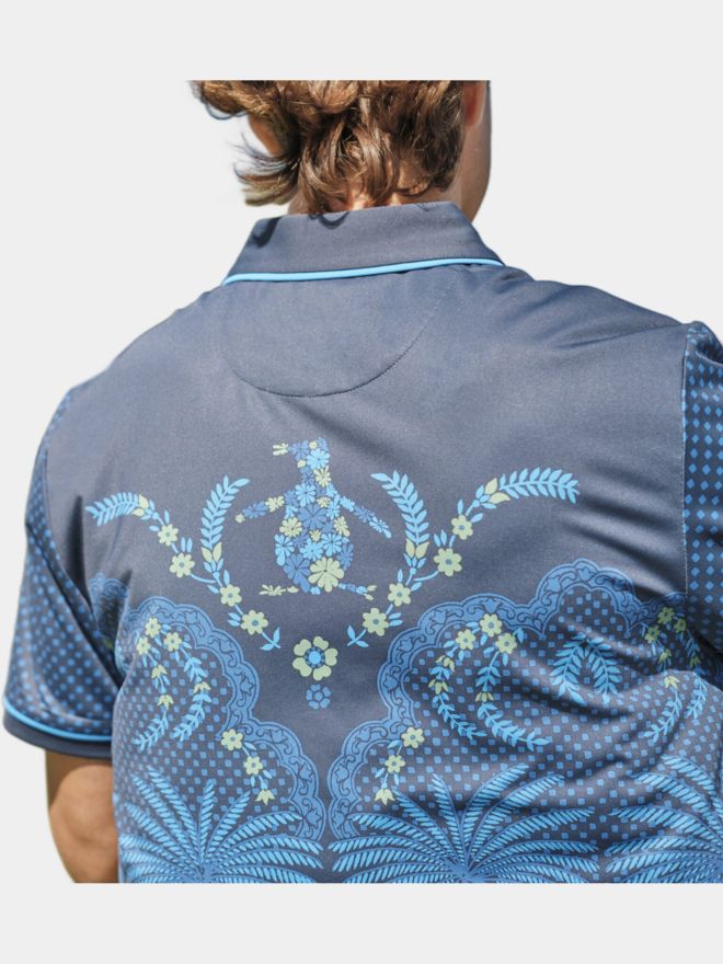 Penguin Novelty Graphic Print Half Sleeve Polo navy