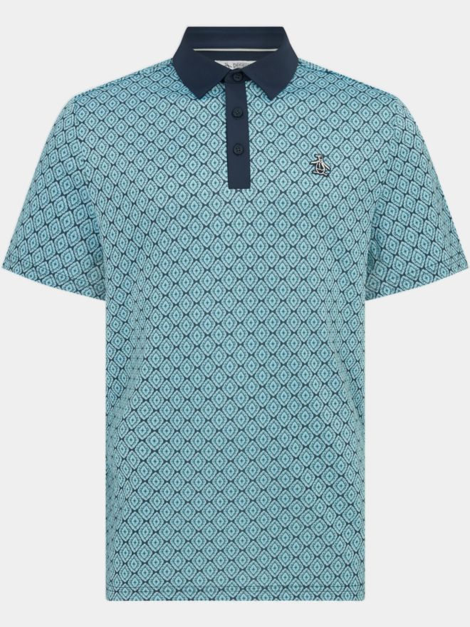 Penguin Bohemian Jacquard Block Halbarm Polo navy