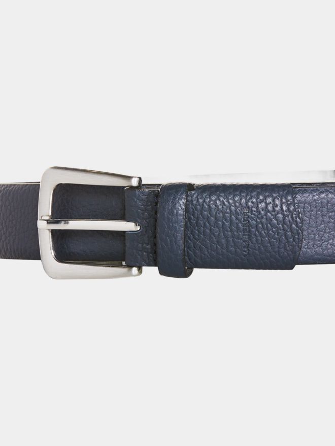 Valiente Leder Gürtel mit Stretch Element navy