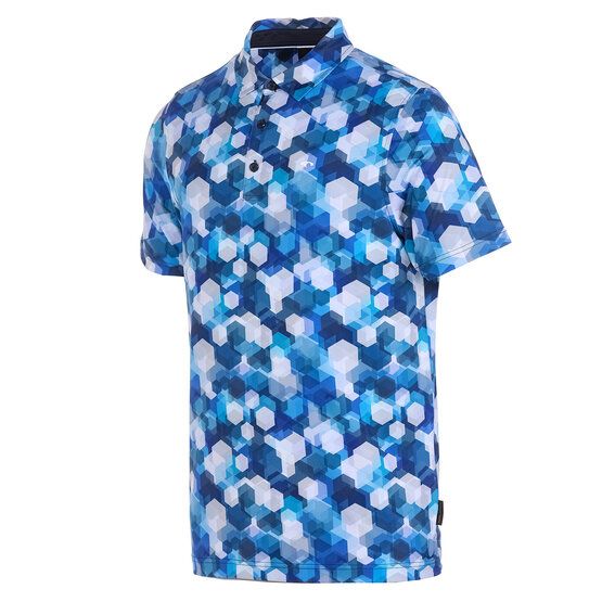 Daniel Springs  Honeycomb print functional half-sleeved polo navy