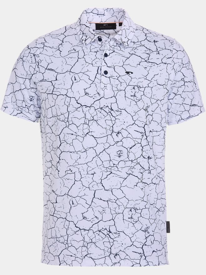 Daniel Springs Crack print functional half-sleeve polo white
