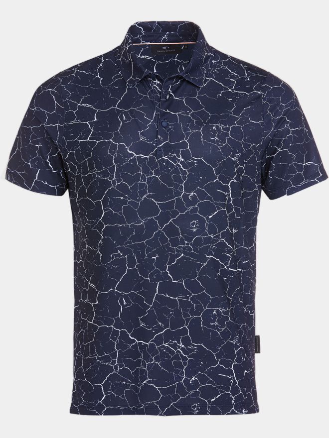 Daniel Springs Crack print functional half-sleeve polo navy