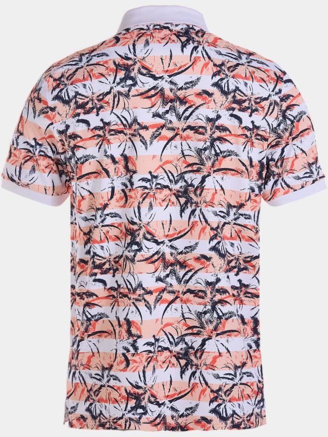 Daniel Springs Druck Pique Halbarm Polo koralle
