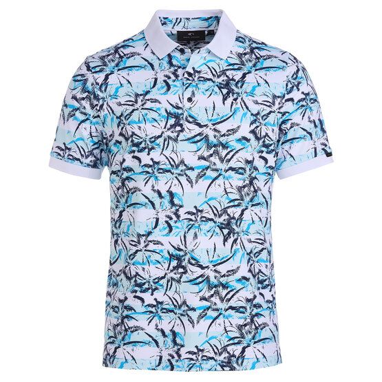 Daniel Springs  Print pique half-sleeved polo light blue