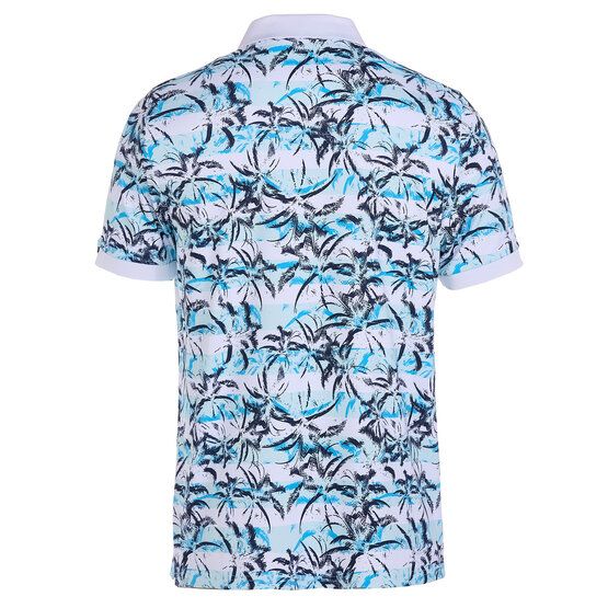 Daniel Springs  Print pique half-sleeved polo light blue