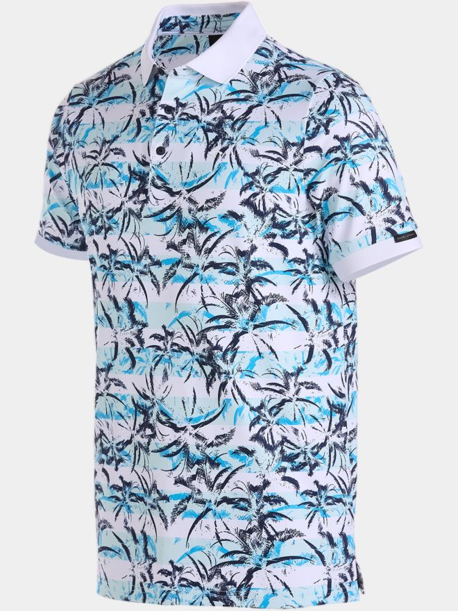 Daniel Springs Druck Pique Halbarm Polo hellblau