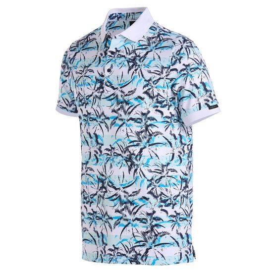 Daniel Springs  Print pique half-sleeved polo light blue