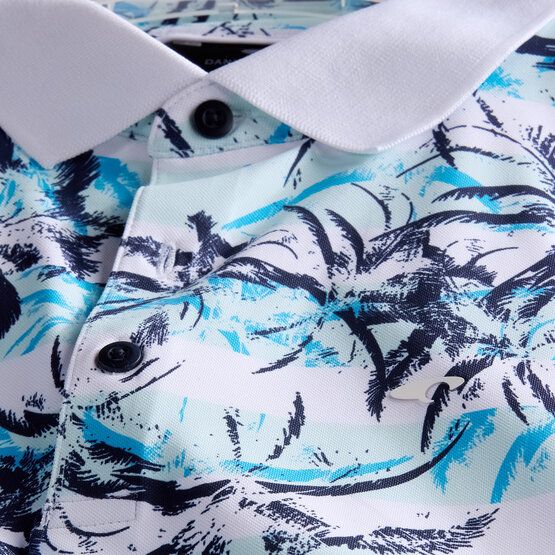 Daniel Springs  Print pique half-sleeved polo light blue