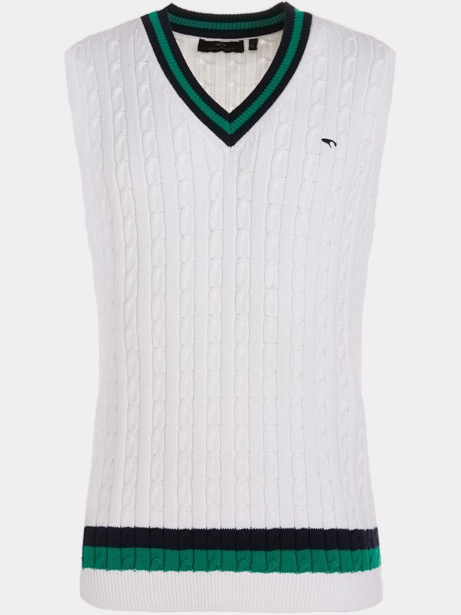 Daniel Springs Retro Zopf Pullunder Strick offwhite