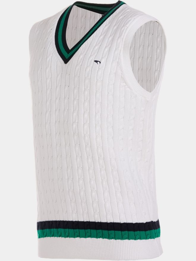 Daniel Springs Retro Zopf Pullunder Strick offwhite