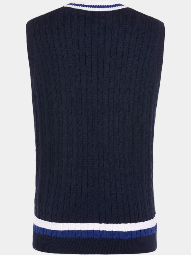 Daniel Springs Retro Zopf Pullunder Strick navy