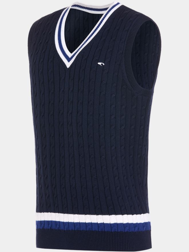 Daniel Springs Retro Zopf Pullunder Strick navy