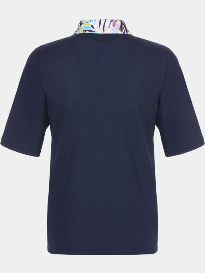 Valiente Polo s květinovým límcem a krátkým rukávem námořnická modrá