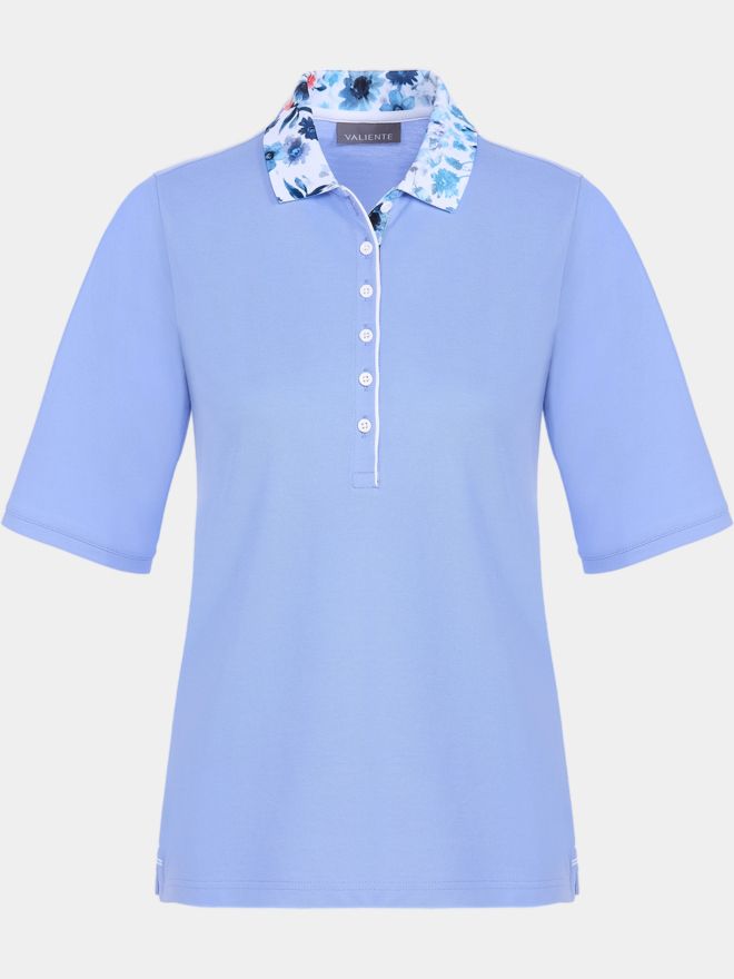 Valiente Polo s květinovým límcem a krátkým rukávem světle modrá