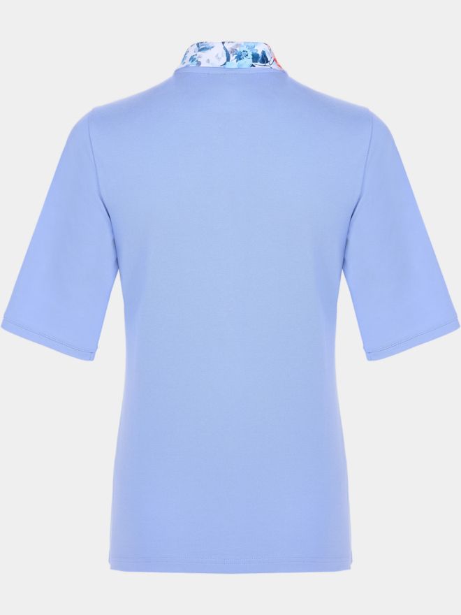 Valiente Polo s květinovým límcem a krátkým rukávem světle modrá