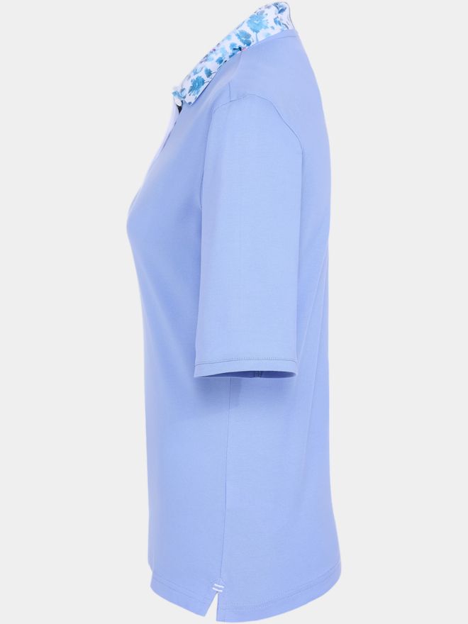 Valiente Polo s květinovým límcem a krátkým rukávem světle modrá