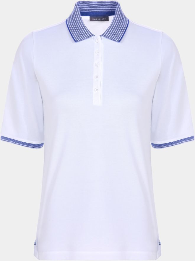 Valiente 2-Tone Pique Halbarm Polo weiß