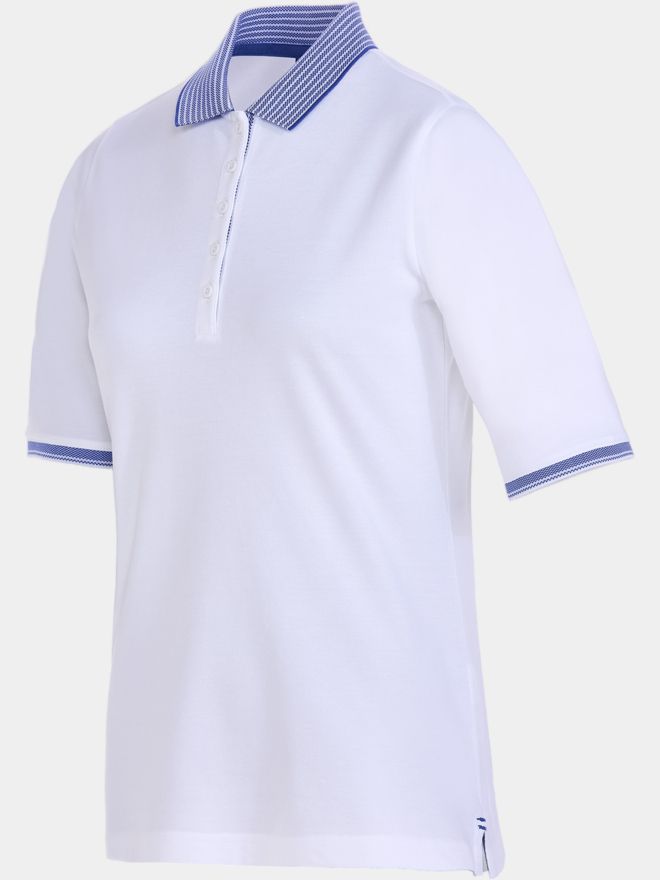 Valiente 2-Tone Pique Halbarm Polo weiß