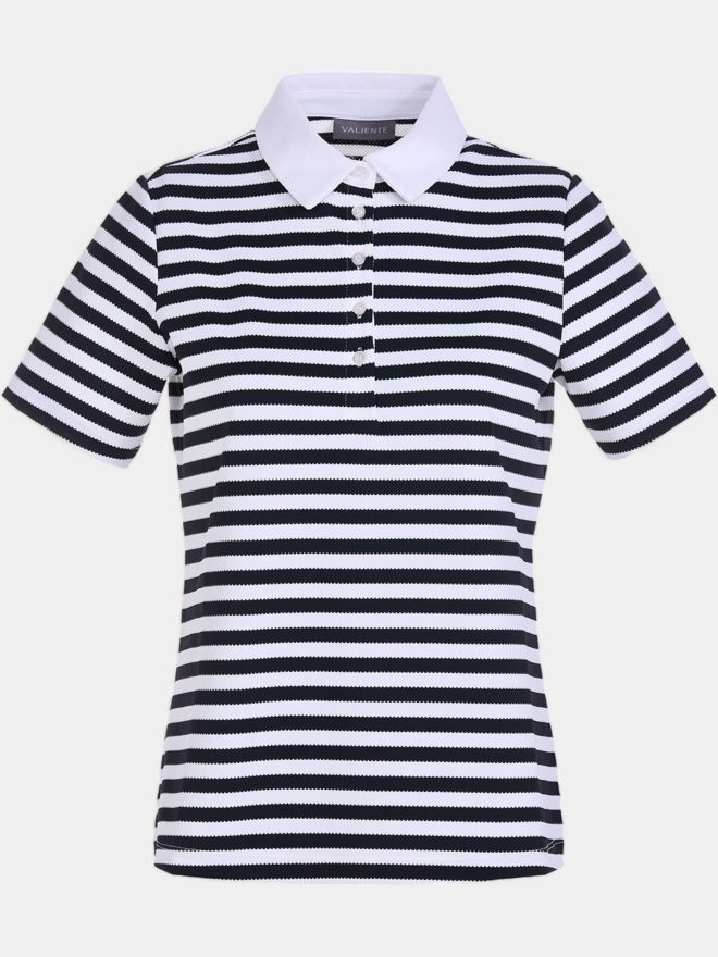 Valiente Jaquard-Streifen Halbarm Polo navy