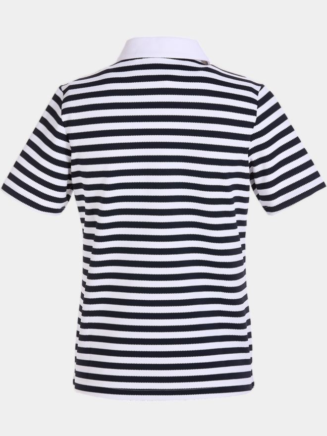 Valiente Jaquard-Streifen Halbarm Polo navy