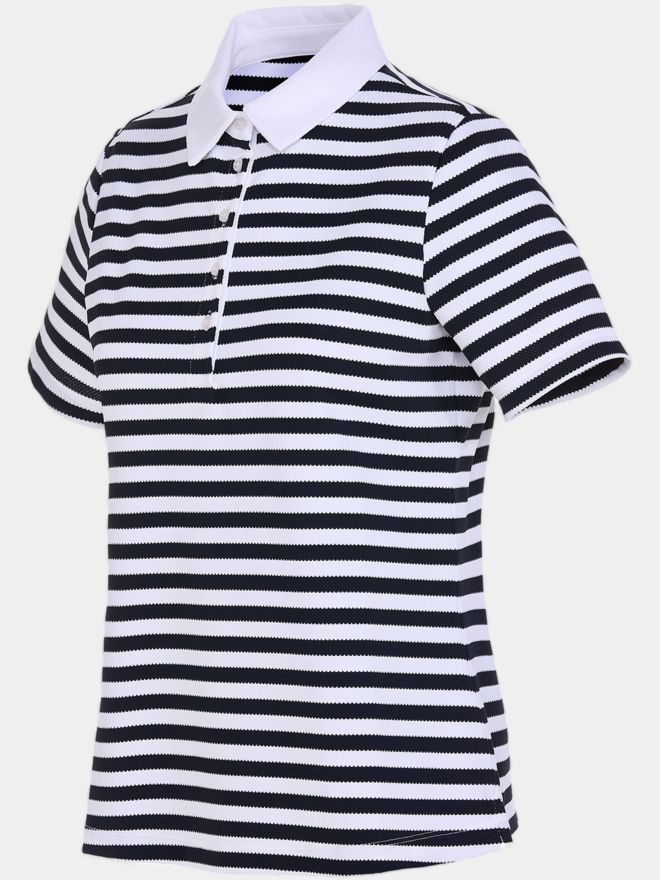 Valiente Jaquard-Streifen Halbarm Polo navy