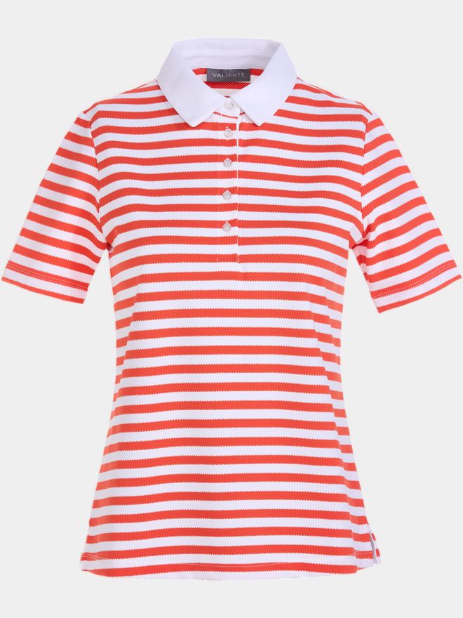Valiente Jaquard-Streifen Halbarm Polo koralle