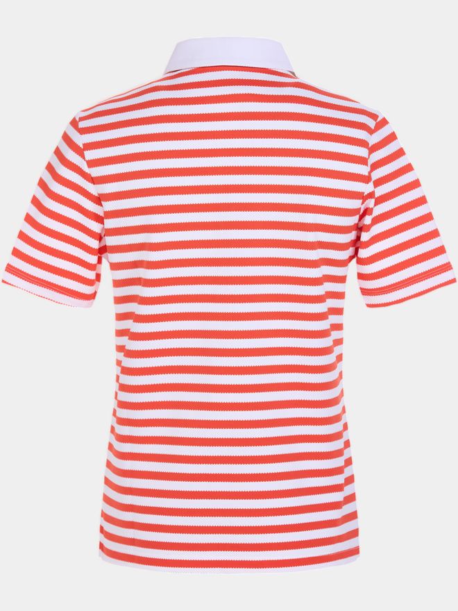 Valiente Jaquard-Streifen Halbarm Polo koralle