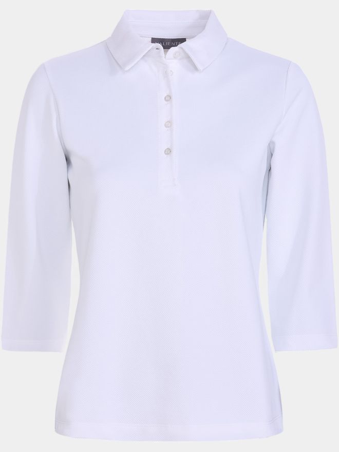 Valiente Jaquard-Struktur 3/4 Arm Polo weiß