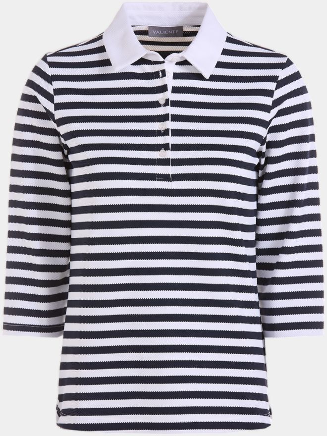 Valiente Jaquard-Streifen 3/4 Arm Polo navy
