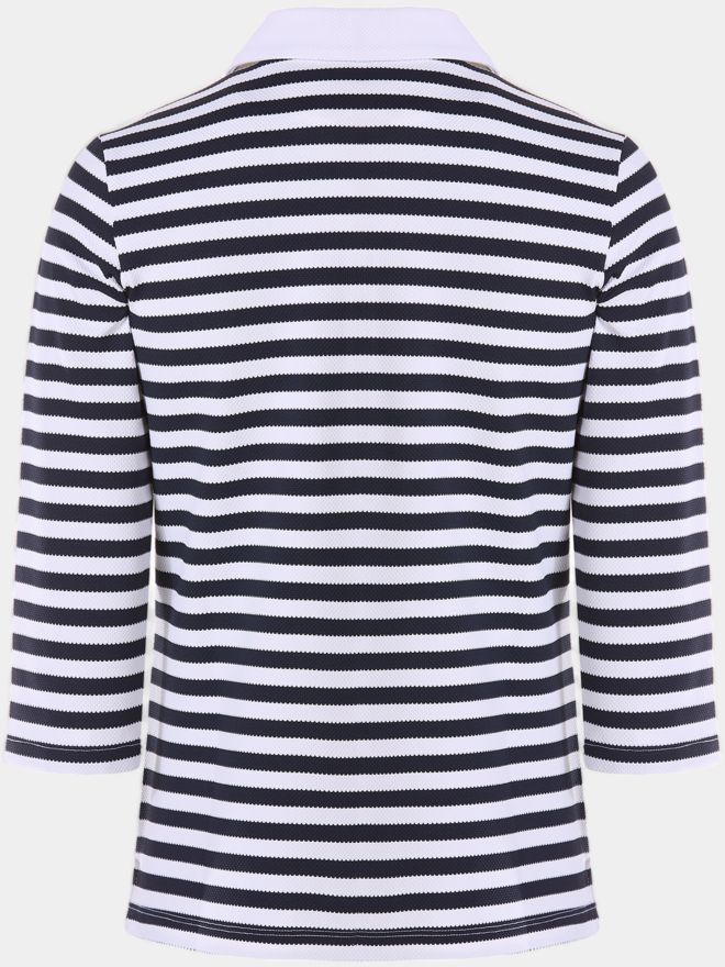 Valiente Jaquard-Streifen 3/4 Arm Polo navy