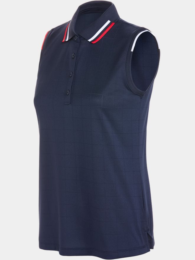 Valiente Jaquard-Struktur ohne Arm Polo navy