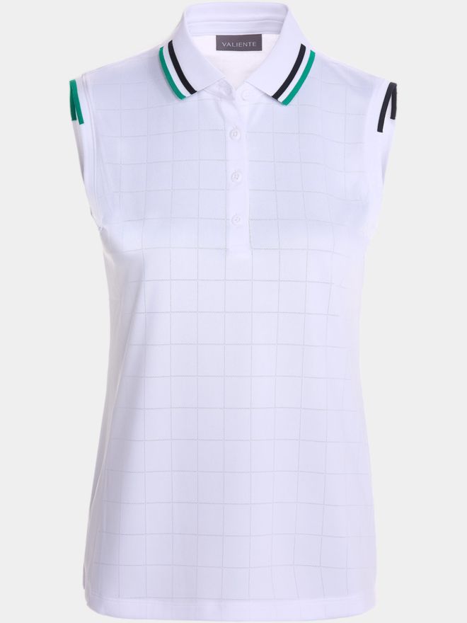 Valiente Jaquard-Struktur ohne Arm Polo weiß